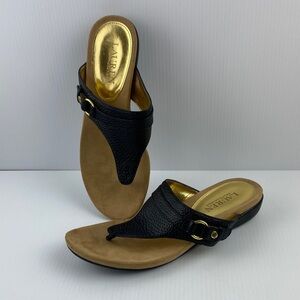 Lauren Ralph Lauren Krystal Thong Sandals Black and Tan Size 7.5B